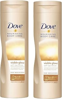 2 Pack of Dove Nourishing Body Care Visible Glow Gradual Self-Tan Fair to Medium Body Lotion 400ml
