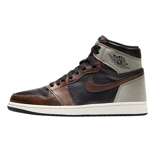 Nike Men's Air Jordan 1 Retro High OG Patina/Rust Shadow, Black/Grey/Rust, 9