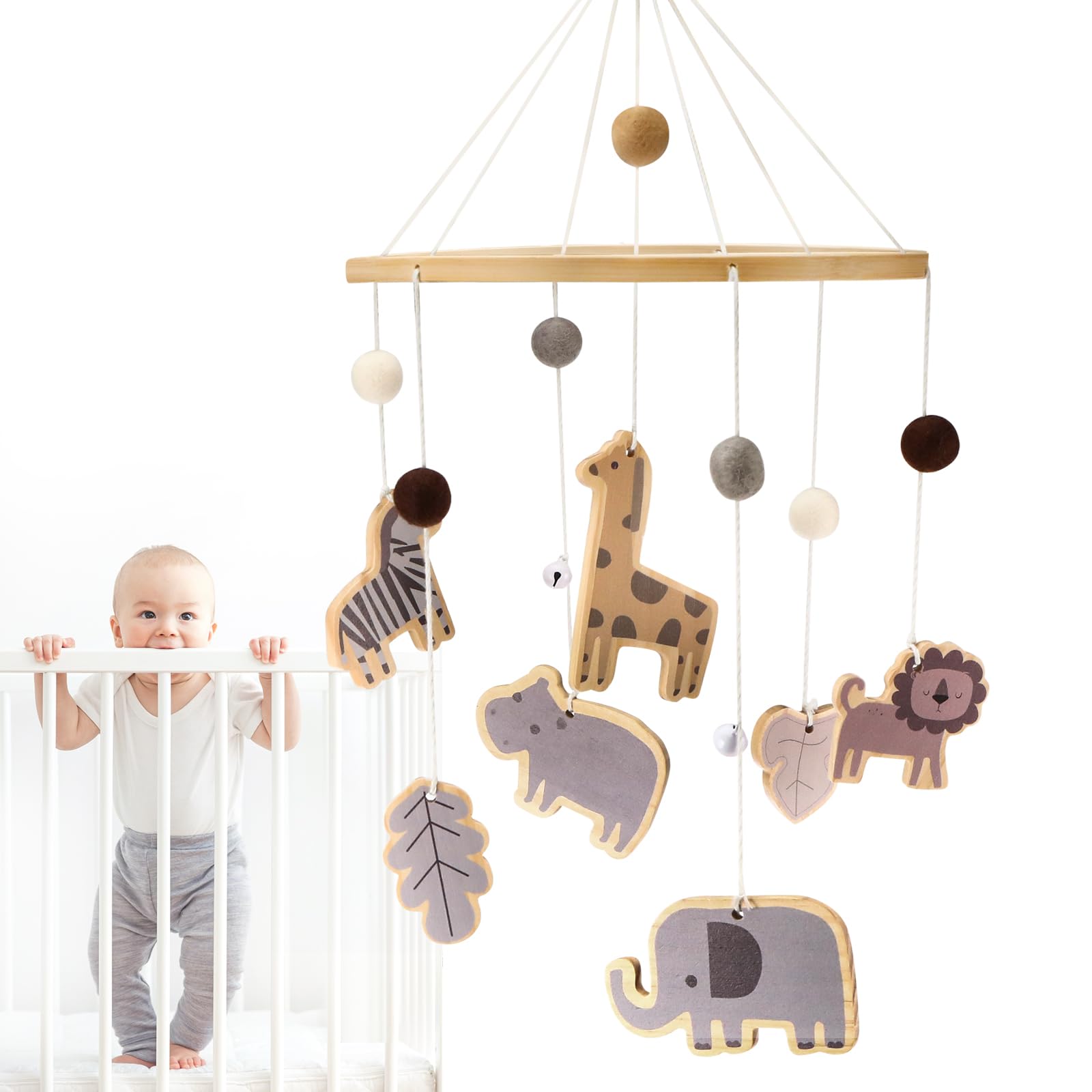 Bebé Rattles Mobile, Carillón Viento Bebé Móviles, Móvil para Cuna, Campana de Viento para Bebé con Decoraciones de Animales, para Cuna para Niños y Niñas, Regalo para Bebés o Niños