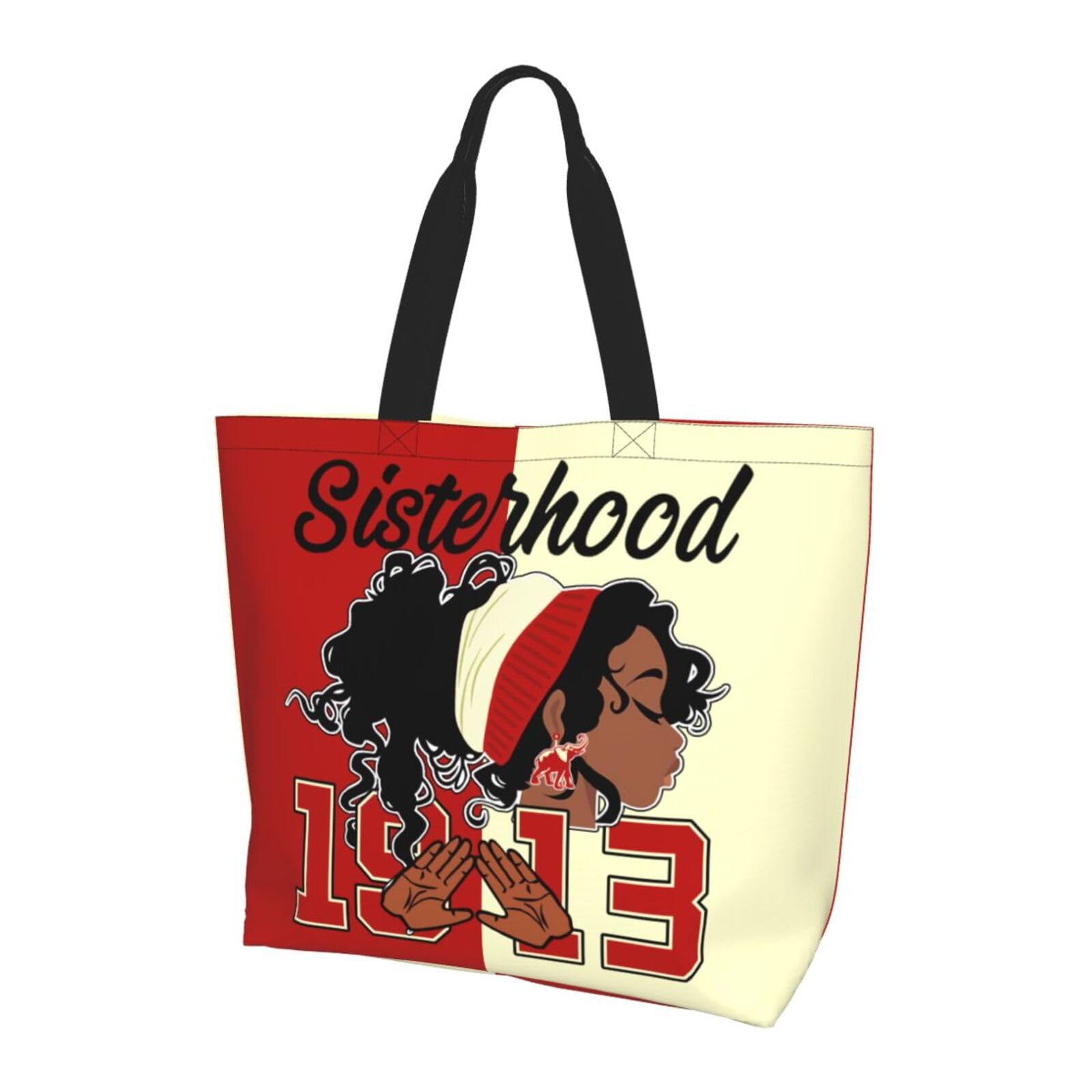 ERETWWA Tote Bag Sorority Gifts Woman Travel Foldable Reusable Canvas Storage Bag Shopping