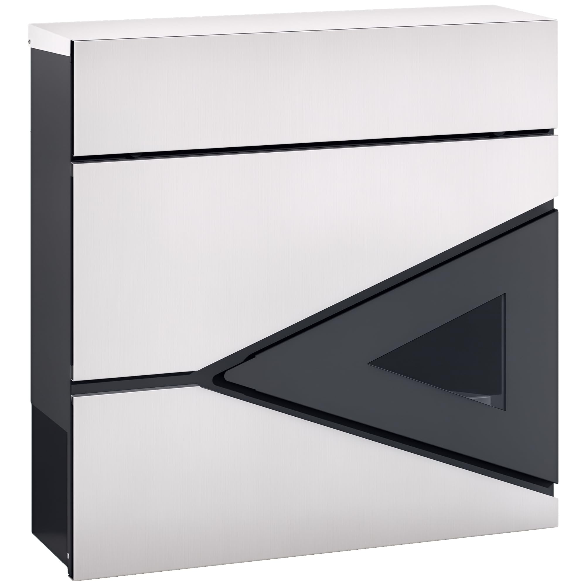 HOMCOM Modern Wall Mounted Post Box - Silver - Lockable - Weatherproof Galvanised Steel - A4 Mail Size