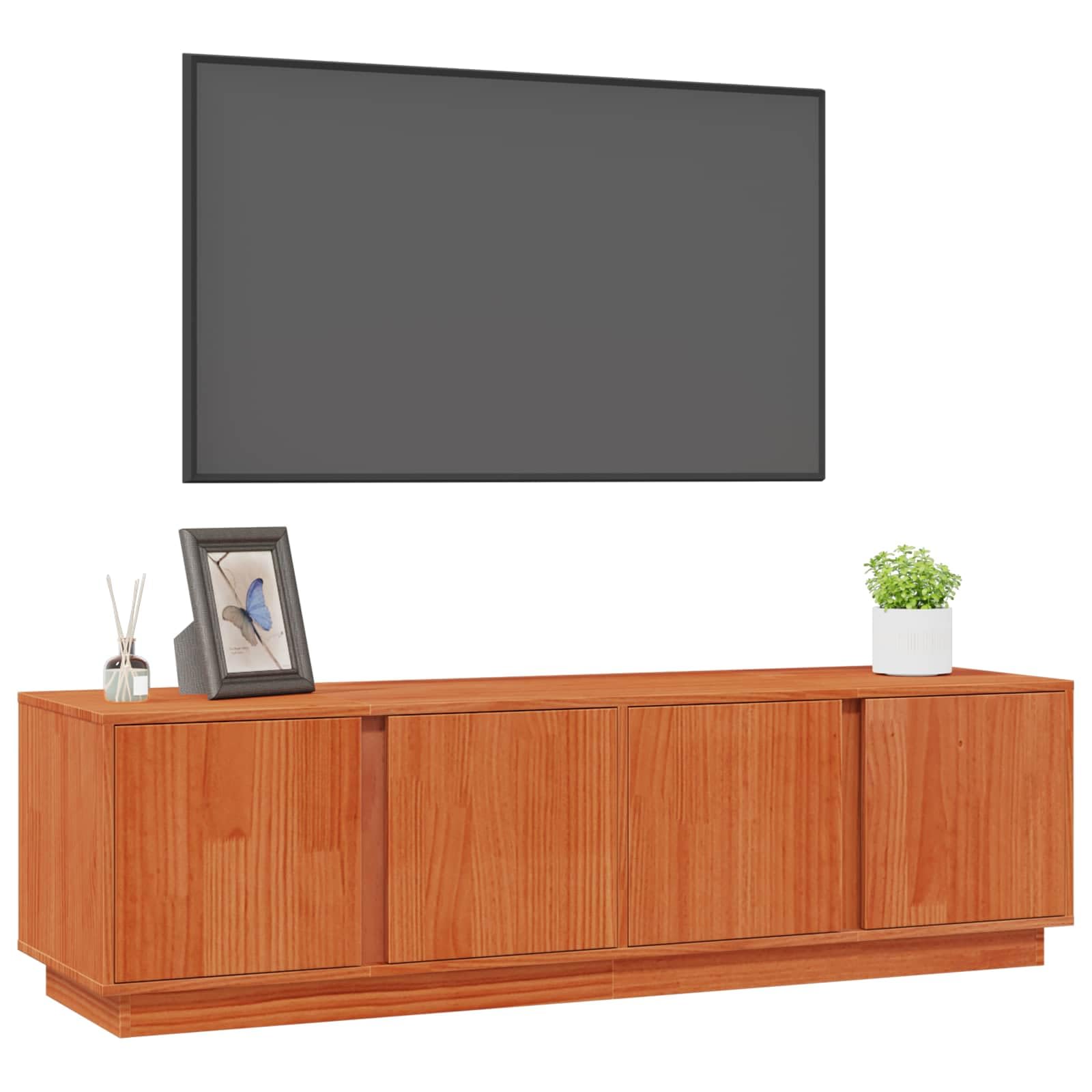 Mobile TV in legno massello di pino, marrone cerato, 140 x 40 x 40