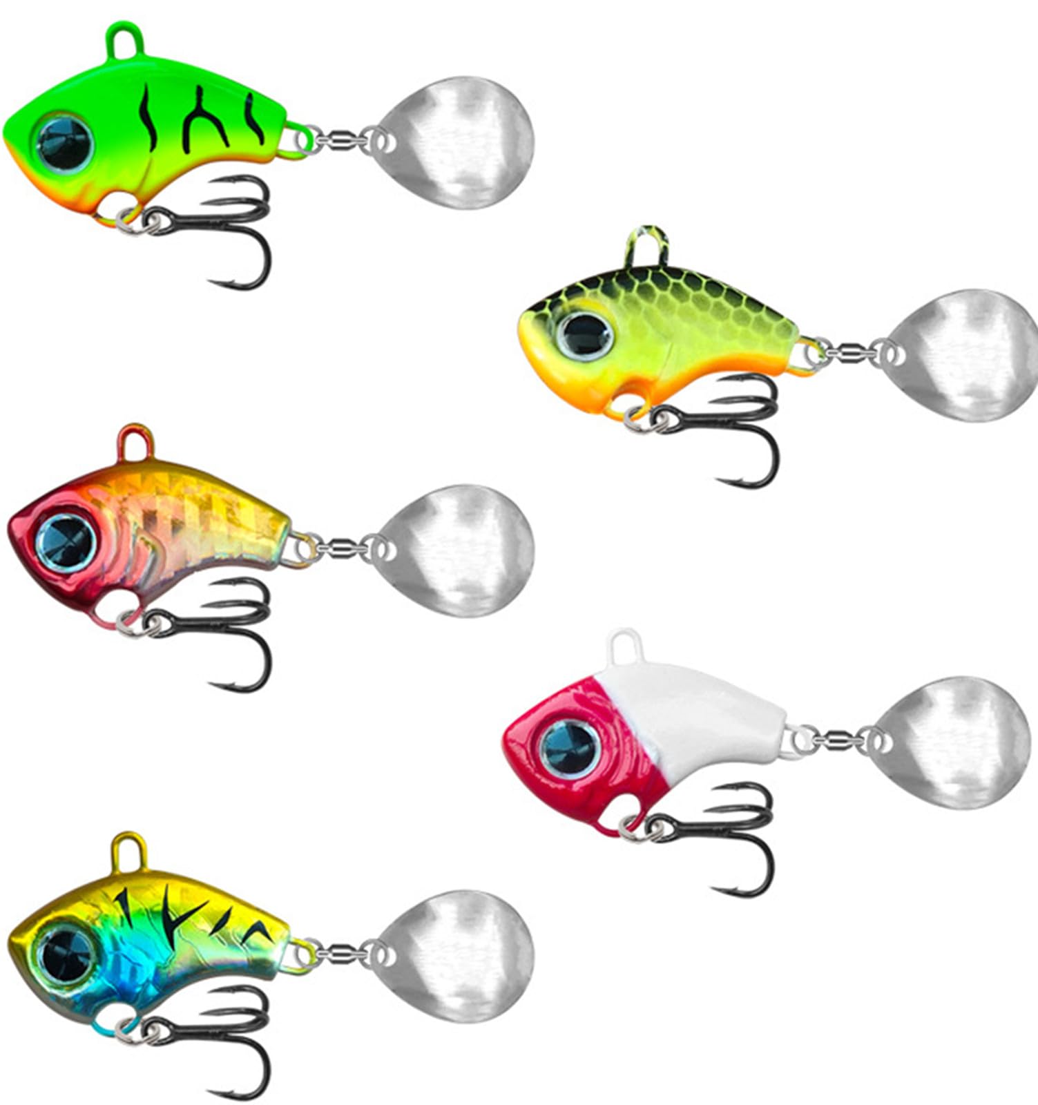 5Pcs 20g Metal Fishing Lures, Tail Spinners Shad Lure Blade Baits for Bass Long Cast Bait Trout Pike Sea bass Pout Freshwater Saltwater