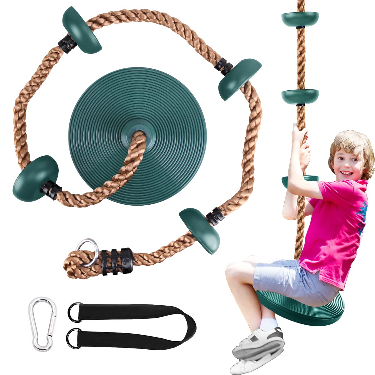 Outdoor Children's Climbing Rope Swing With Platform for Tree Disc, Garden Plate Swing - Maximum Load Approx. 200 kg