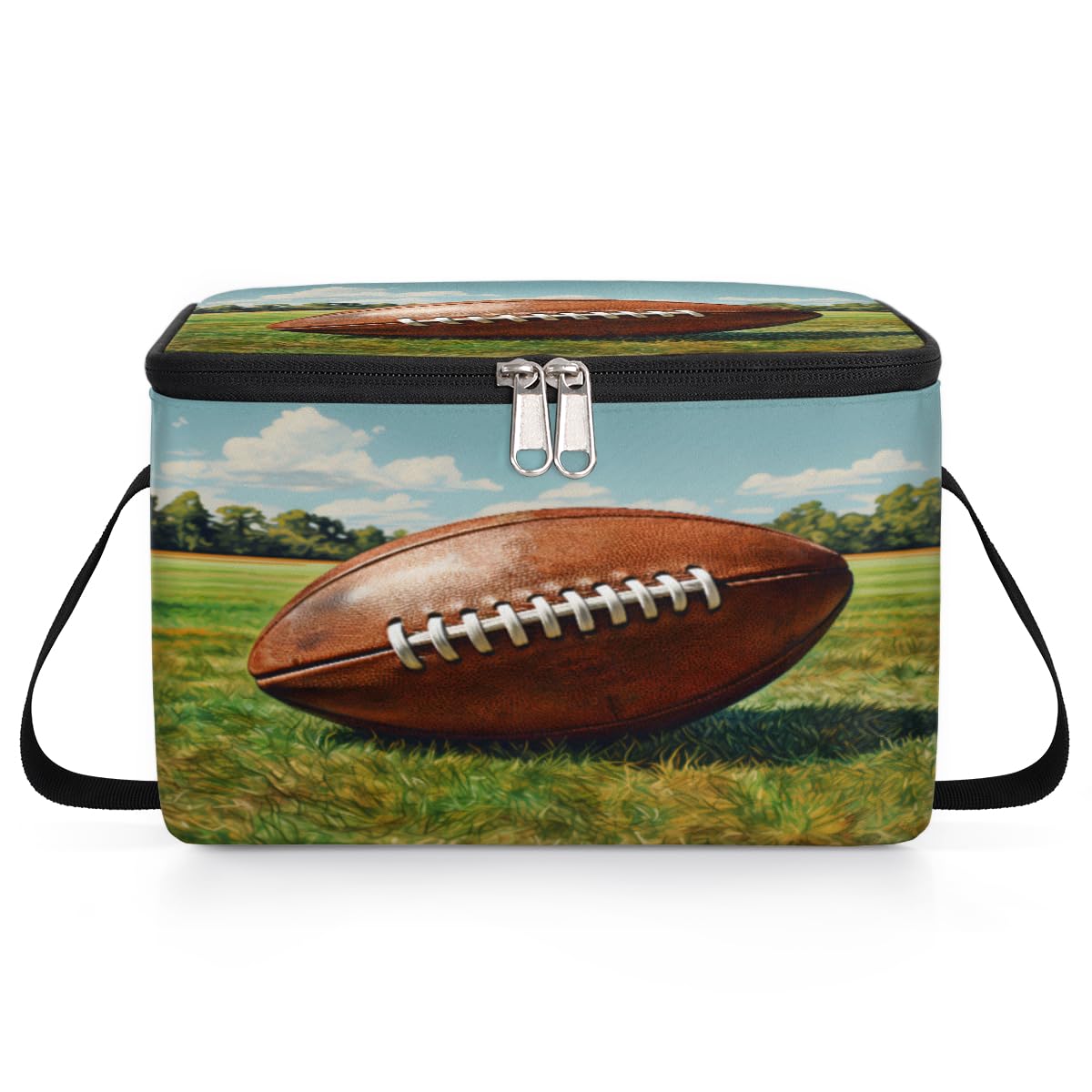 GzLeyigou Rugby Ball Lunch Bags for Women Men 9 Cans, Hot & Cold Food Delivery Bag Insulated Grocery Bag Insulated Lunch Box Cooler Bag for Office Work Picnic Beach