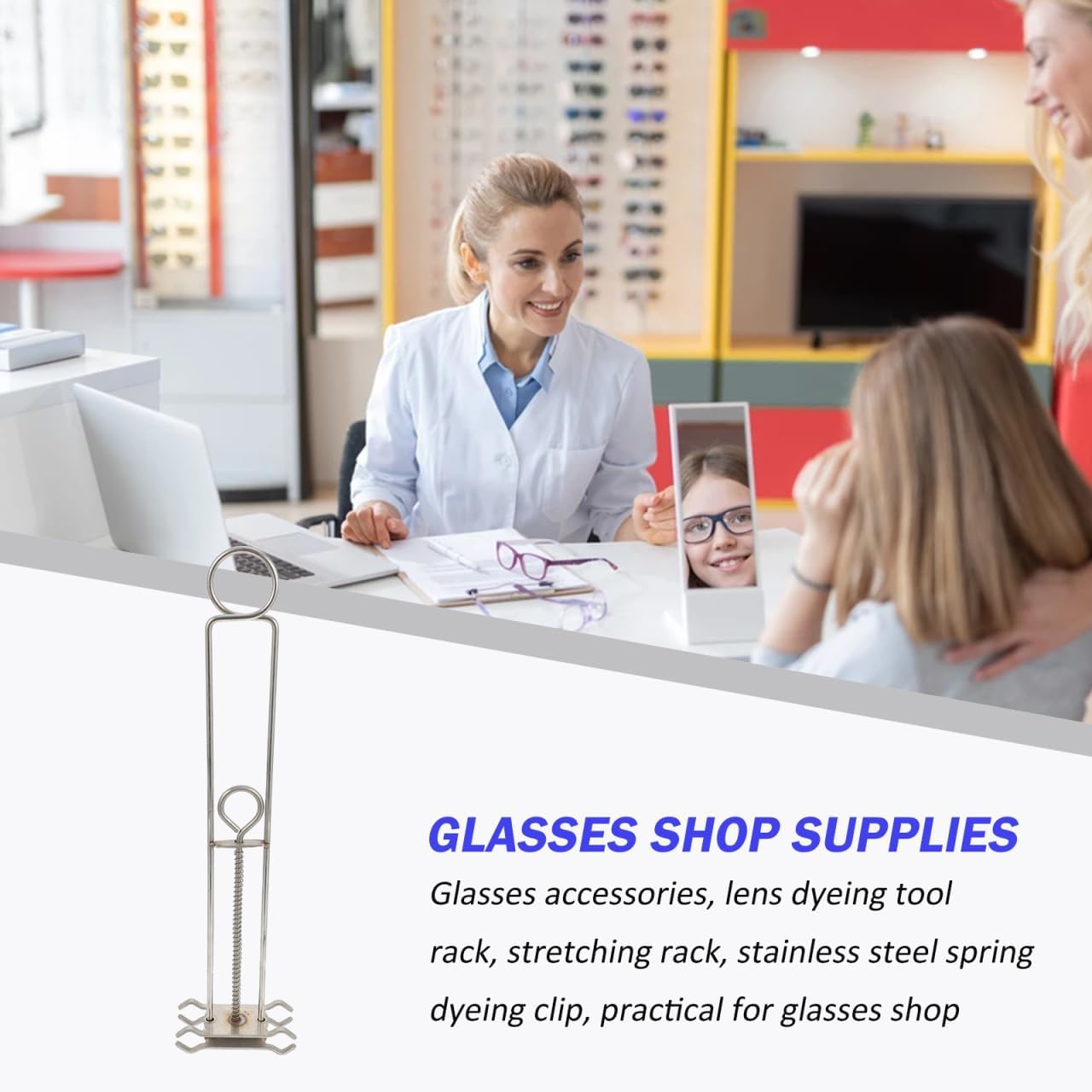 Spring Tint Holder for Lens Dyeing Stainless Steel Lens Coloring Rack Easy Use Dyeing Machine Clamp Durable and Reusable Glasses Tinting Tool