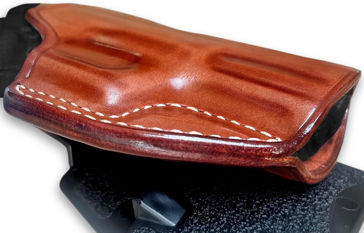 Masc Premium Leather OWB Paddle Holster Open Top fits, XD-M 9/40/ 45 Compact 3.8-inch, Right Hand Draw, Brown Color #1051#