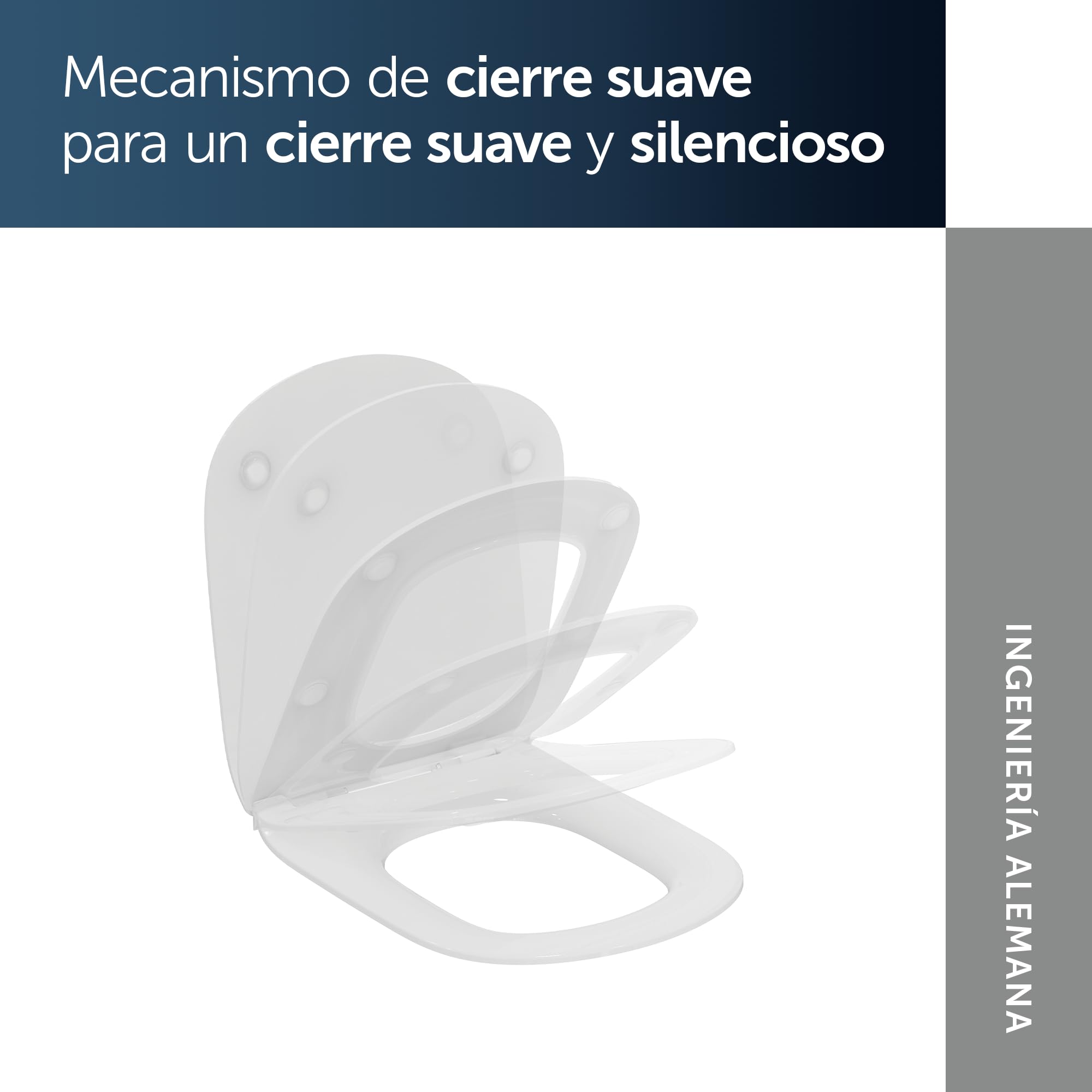 Ideal Standard Tesi Inodoro con asiento y tapa D, cierre suave y sistema de limpieza, Duroplástico resistente – Blanco (370x450x45 mm)