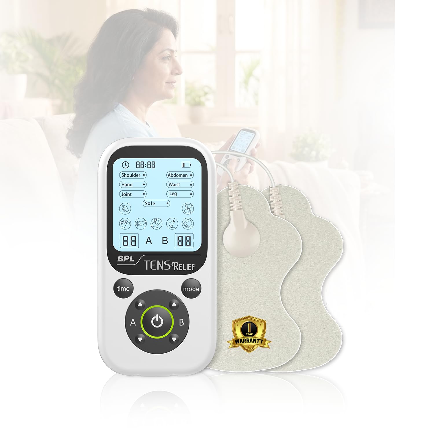 Medical Technologies Electric TENS Massager for Physiotherapy Massager & Nerve Stimulator Device for Full Body Pain Relief Therapy - White