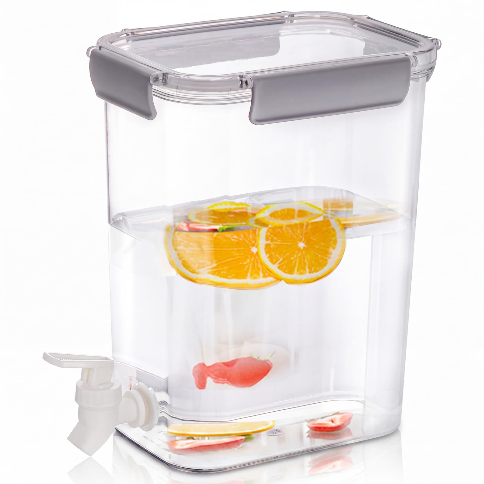 Elsjoy Plastikowy dozownik na napoje z czopem, 3,5 l, pojemnik na zimne napoje, na mrożoną herbatę, lemoniadę, lodówkę, bar, imprezę, zamykana pokrywa