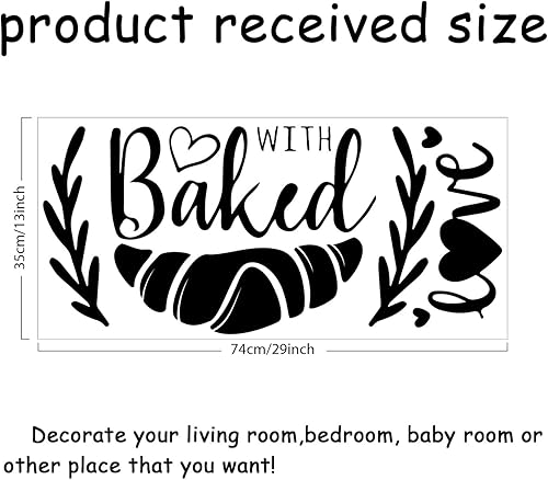 Miniatura 2 de SUPERDANT Calcomanías de pared de pan, calcomanías de vinilo para hornear, diseño de ramas de olivo horneadas con amor, calcomanías de pared de