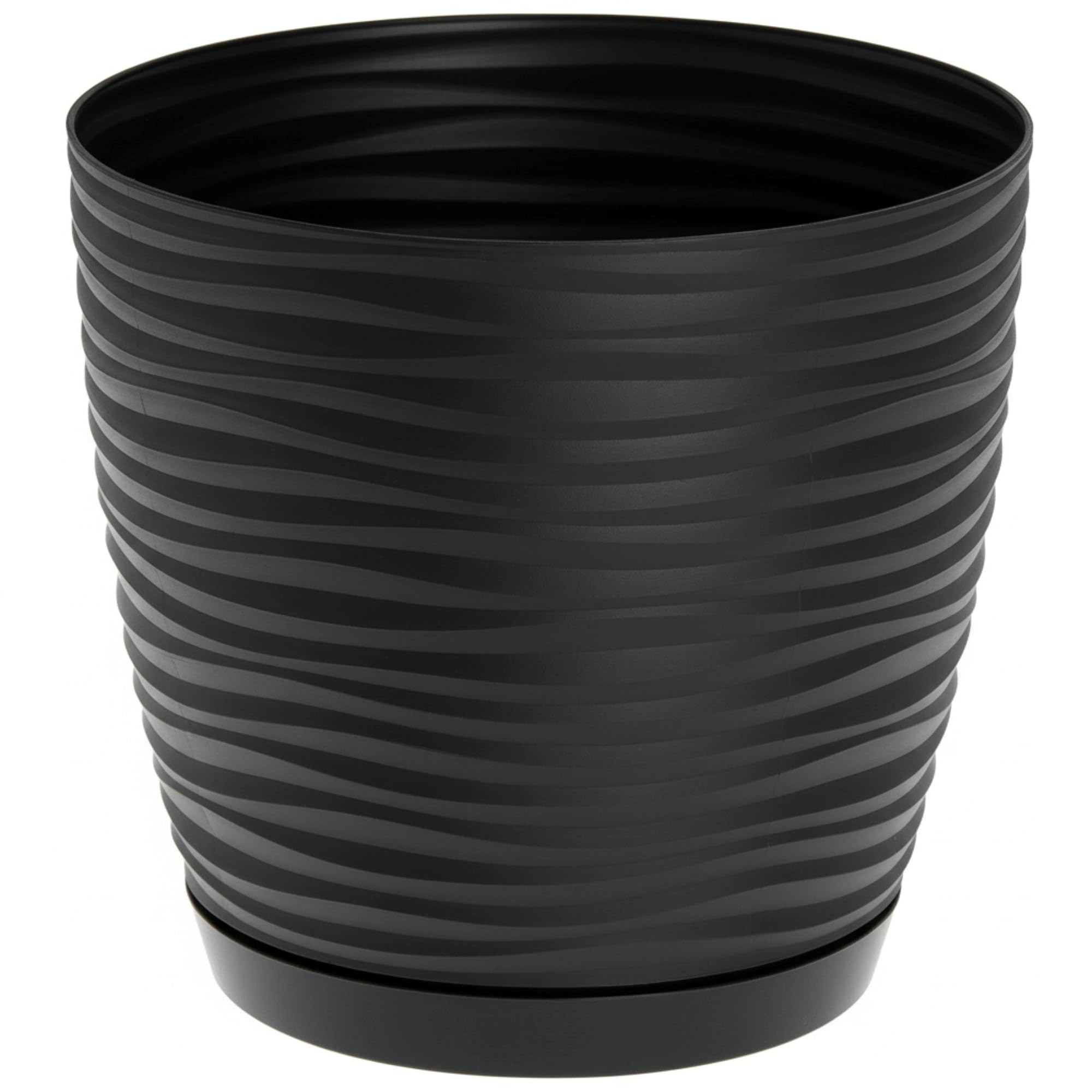 KORAD 3D Sahara Plant Pots with Matching Saucers. Decorative Planters with Drainage Holes for Indoor and Outdoor. Available in 7 Sizes and 8 Colours- (Black, Ø13 cm(5.12 inches)