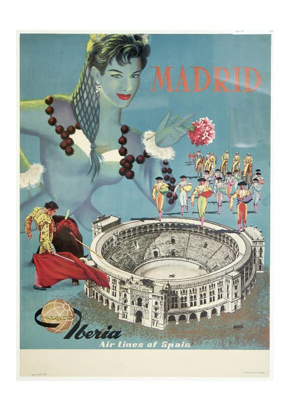 Poster de voyage Madrid Iberia extra large sous cadre semi-brillant