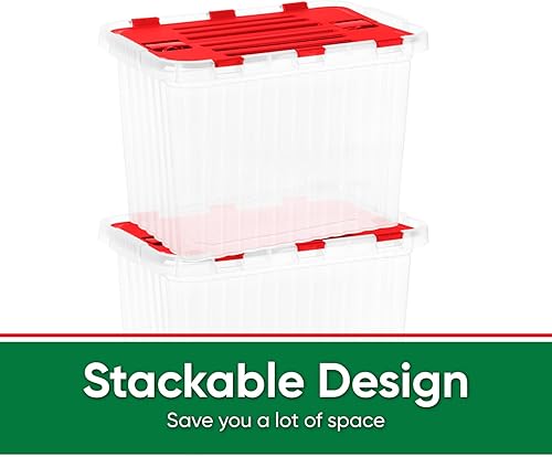 Miniatura 9 de Superio Caja de almacenamiento transparente con tapa, contenedores de plástico para organizar, cajas apilables, sin BPA, no tóxica, sin olor,