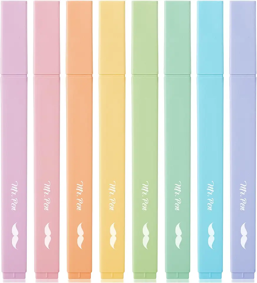 Mr. Pen- Aesthetic Highlighters No Bleed, 8 Pack, Assorted Colors | Chisel Tip, Cute Highlighters Assorted Colors for Journaling, Highlighting, Underlining, Fast Dry, Back to School Supplies