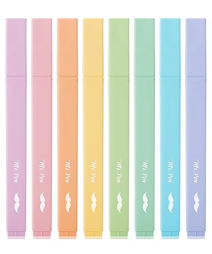 Mr. Pen- Aesthetic Highlighters, 8 pcs, Chisel Tip, Pastel Colors, Cute Highlighters Assorted Colors