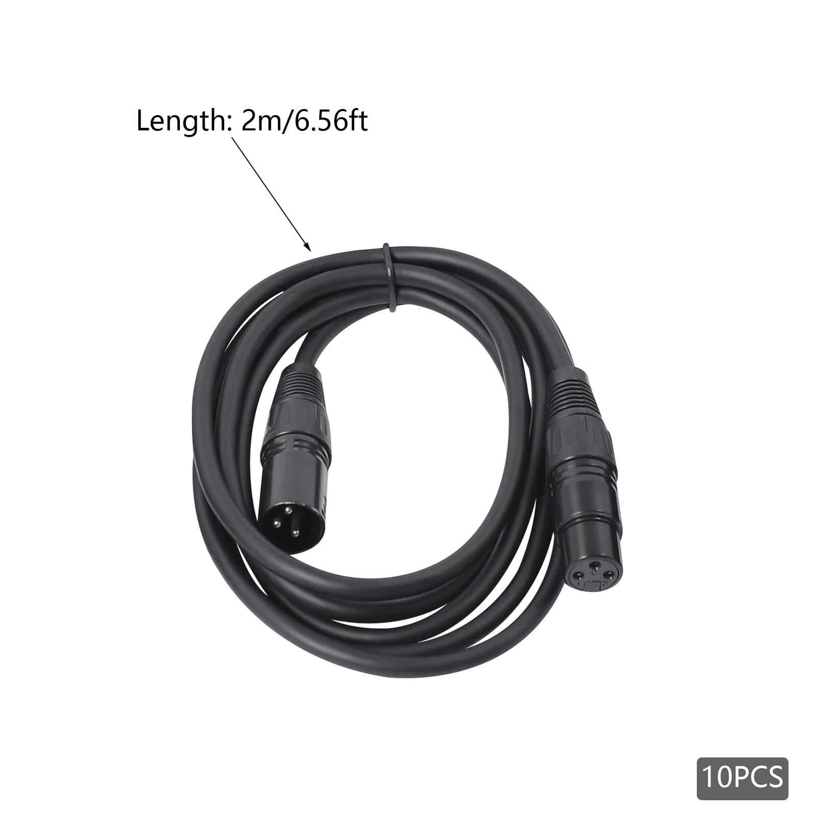 10 sztuk profesjonalnych kabli DMX, Premium czarny kabel symetryczny