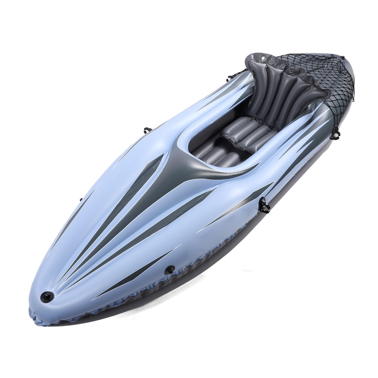 Chrees Juego de kayak inflable, material de PVC grueso, resistente a los rayos UV, para pesca, portátil, con bomba de remo de mano, ligero y duradero (azul)