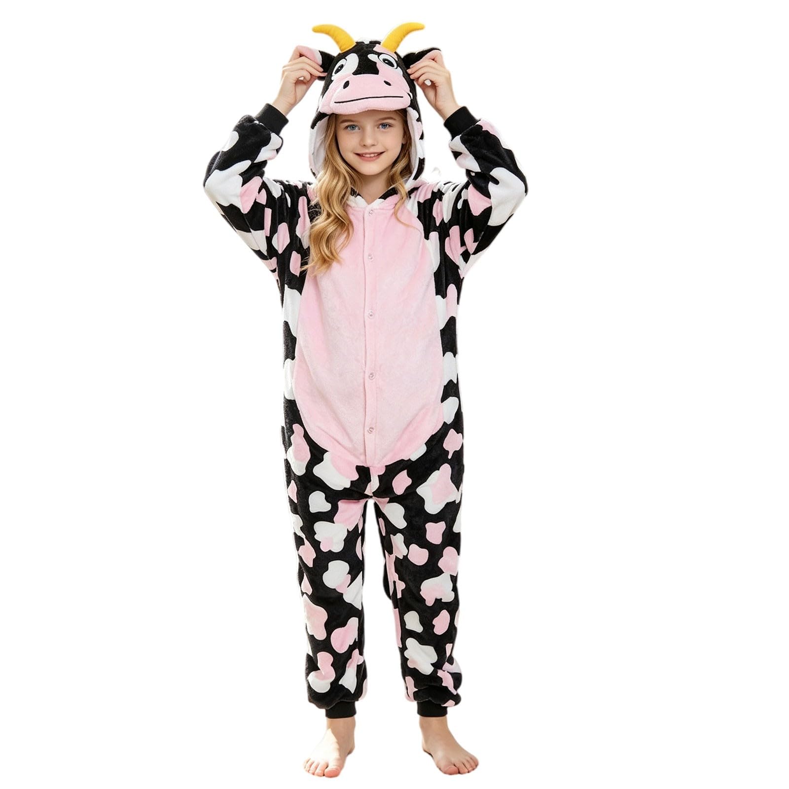 KOIEPG Cheetah, Monkey, Cow Unisex Kids Fleece Animal Onesie Costumes โ image 1