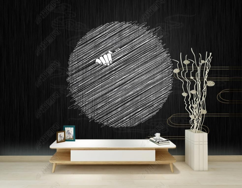 Papier peint intissé pour masquer un mur nu avec des lignes noires
