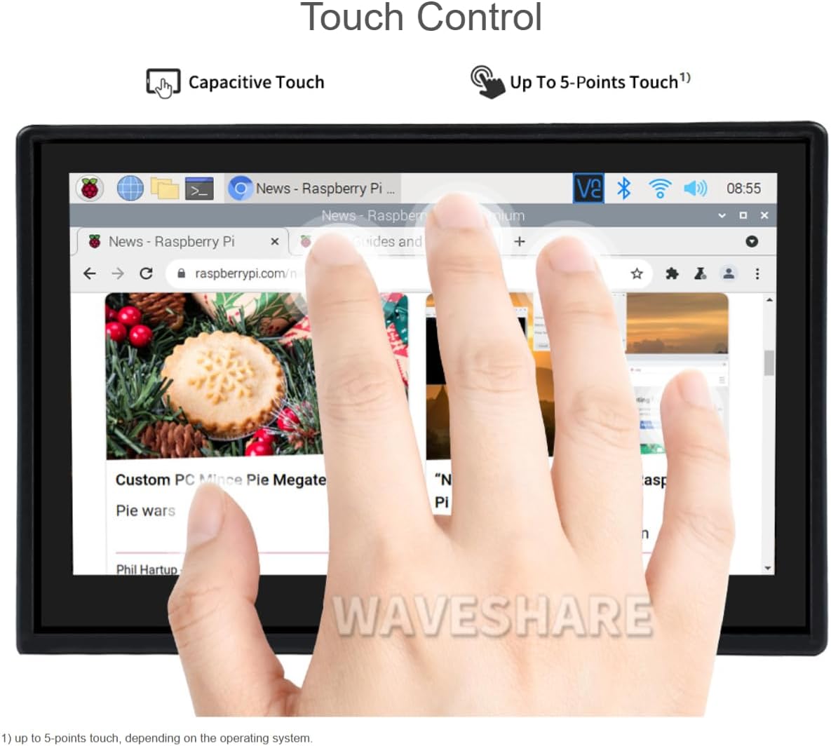 4.3inch Capacitive Touch Display Compatible with Raspberry Pi 800×480 Pixels Resolution IPS Screen Panel with Protection Case DSI Interface Toughened Glass Panel