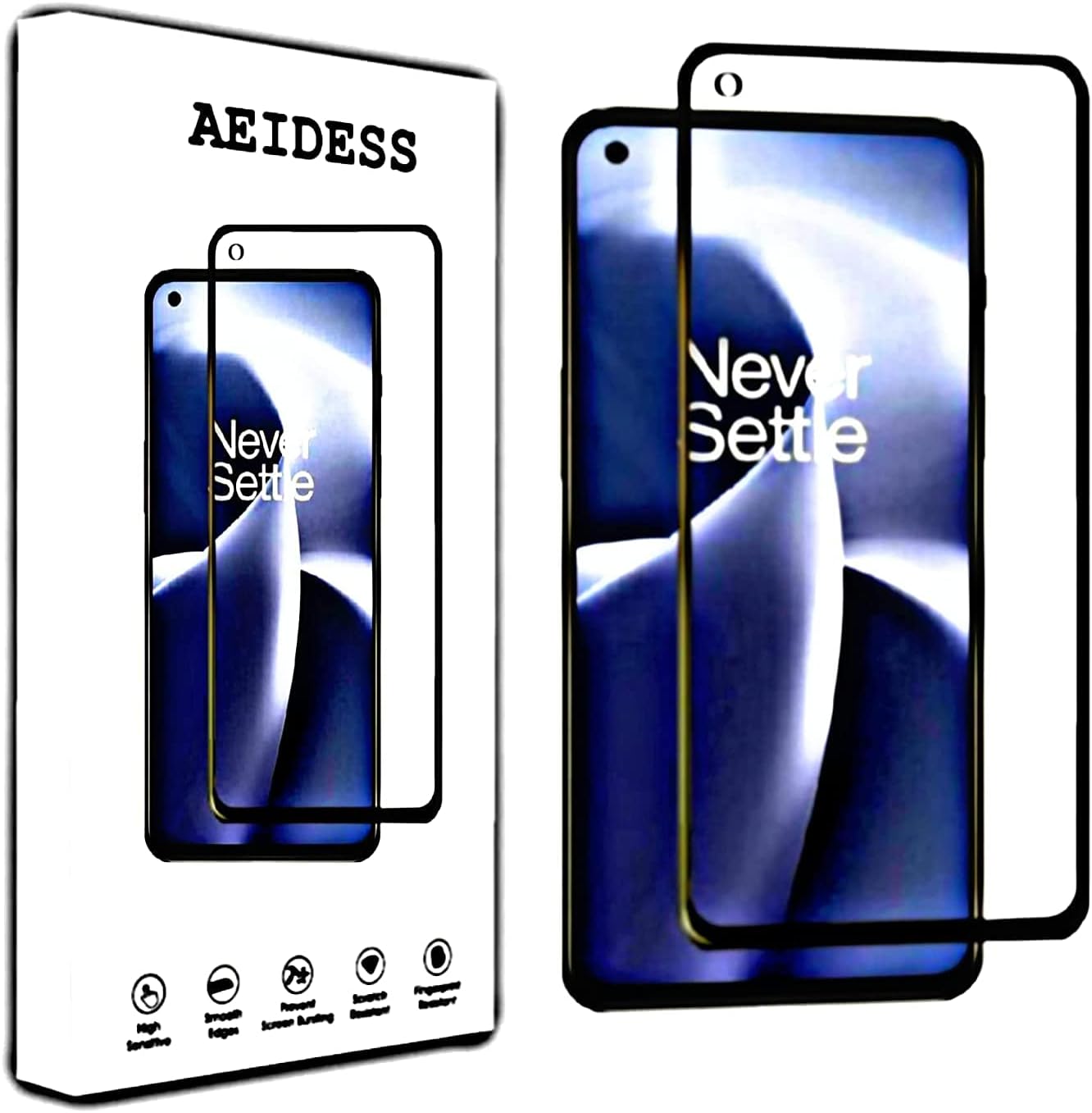 AEIDESS Tempered Glass Screen Protector Compatible For Oneplus Nord 2T 5G With Edge To Edge Coverage And Easy Installation For Cellphone