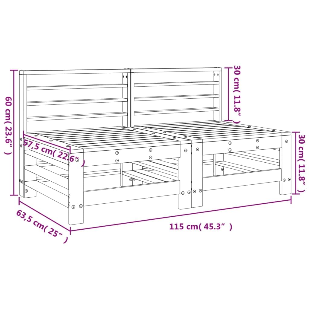 ZEYUAN Centralne sofy ogrodowe 2 szt. lite drewno sosnowe szare, sofa ogrodowa na zewnątrz, sofa ogrodowa taras, sofy tarasowe, meble ogrodowe ogrodowe - 825641
