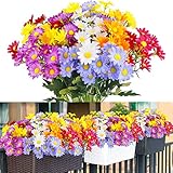12 Bundles Artificial Fake Flowers for Outdoor Decoration,UV Resistant Faux Plastic Fabric Greenery