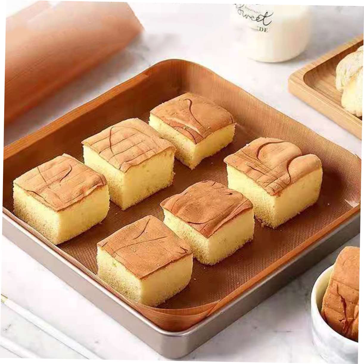 Amosfun 8 Hojas paño para hornear planchas de asar planchas para asar alfombrilla reutilizable para moldes para pasteles alfombrilla para hornear sarten parrilla alfombrilla para horno