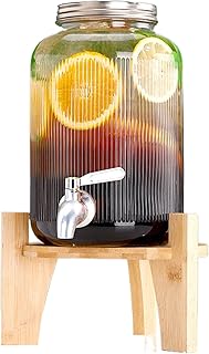 Dispensador De Bebidas,Garrafa con Grifo,Dispensador De Agua Cristal,Dispensador De Agua Nevera Vidrio,Dispensador De Jugo,Garrafa De Agua con Grifo,Stainless Steel Faucet,4L