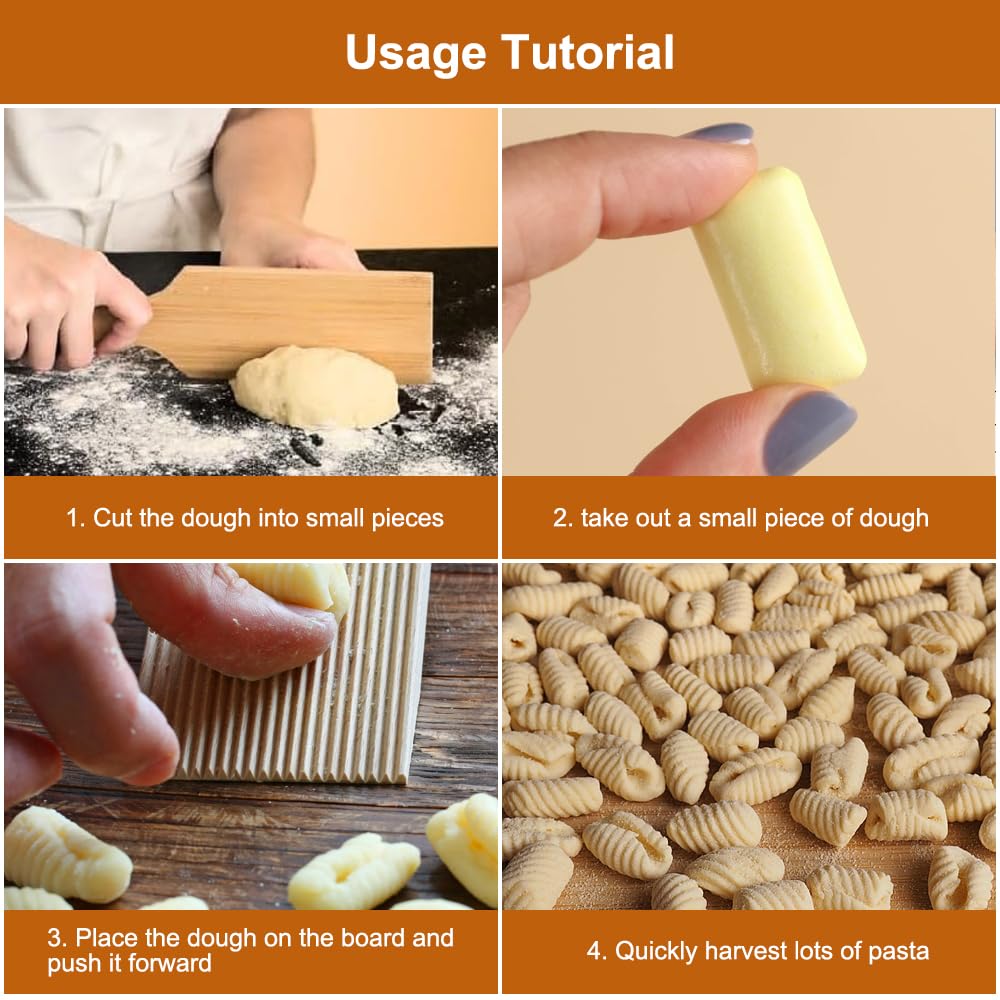 Set Di 2 Taglieri In Legno Per Gnocchi E Pasta - 23x7 Cm Con Manici Forati - Attrezzi Da Cucina - 2