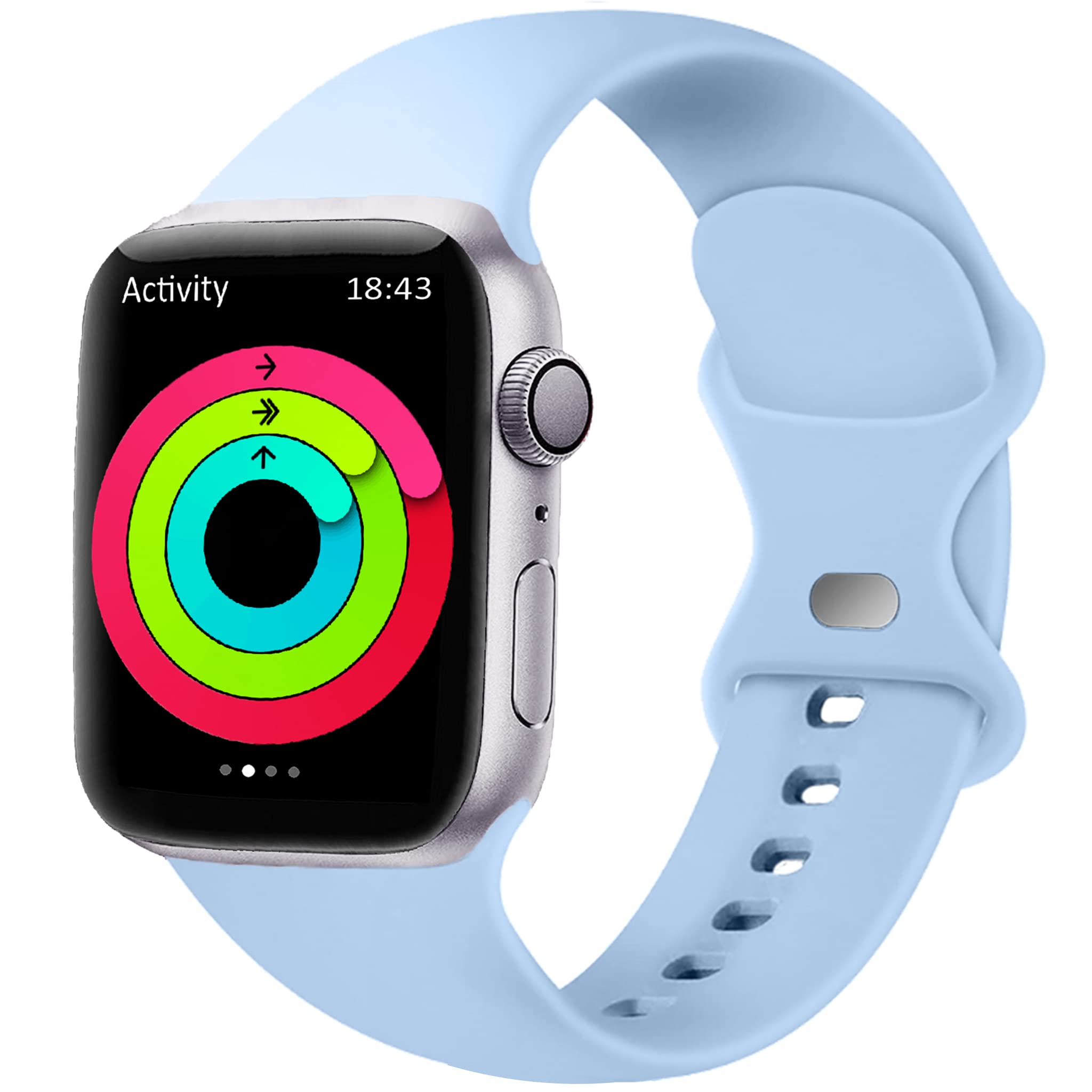 Blaspins For Apple Watch Bands 41mm 40mm 38mm, Soft Silicone Sport Wristbands Replacement Strap with Classic Clasp for iWatch Series SE 7 6 5 4 3 2 1 for Women Men 38/40/41mm - (Baby Blue)