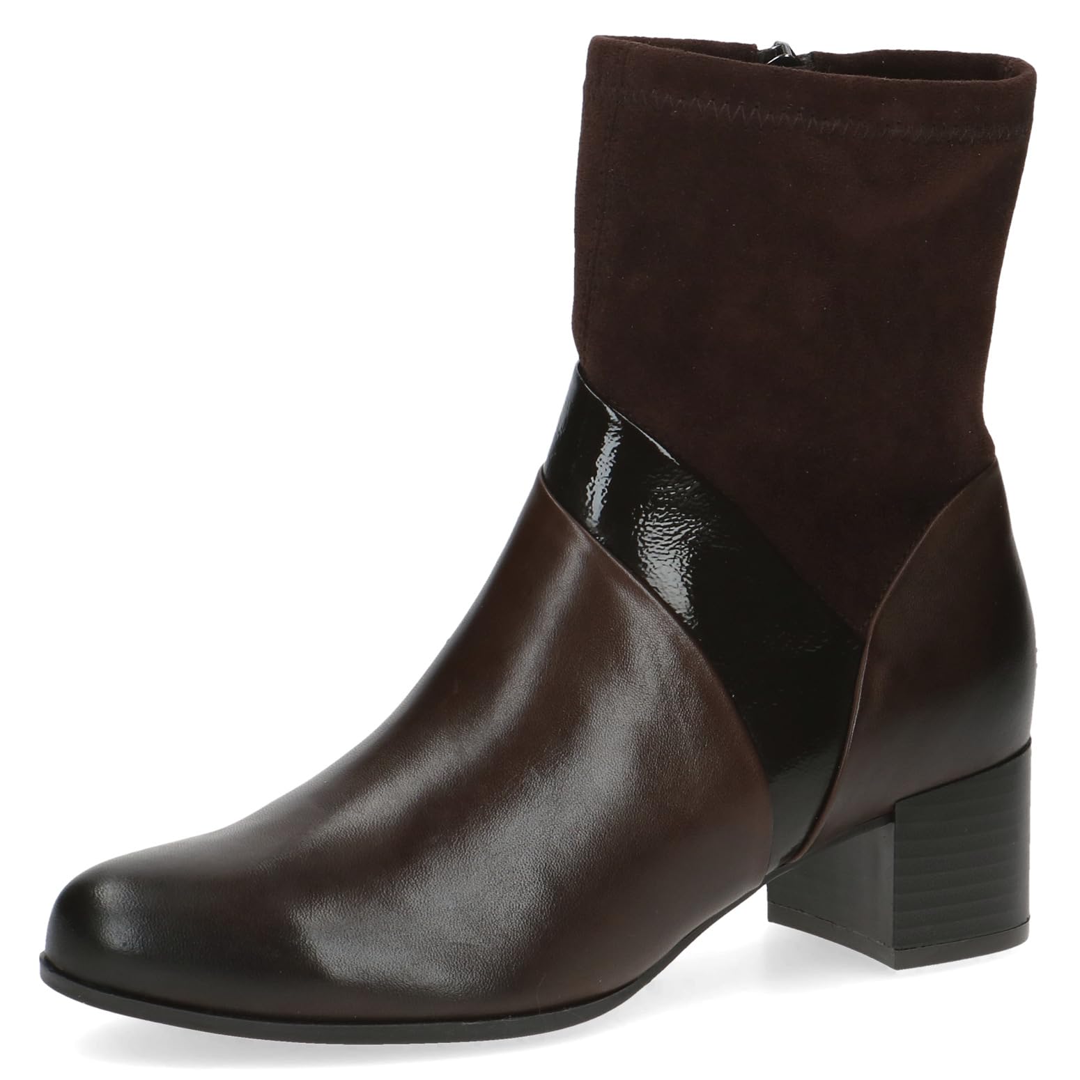 Caprice Women's heeled ankle boots with zipper elegant, Brown (Dk Brown Comb), 4 UK
