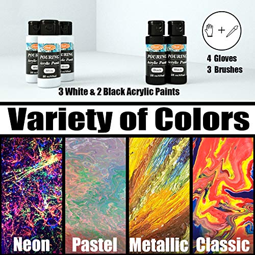 Acrylic Pouring Paint of 36 Bottles (2 oz/60ml),32 Assorted Colors Set to Pre-Mixed High Flow Acrylic Paint Pouring Supplies for Canvas Glass Paper Wood Tile and Stones, Complete Paint Pouring Kit - Thumbnail 7