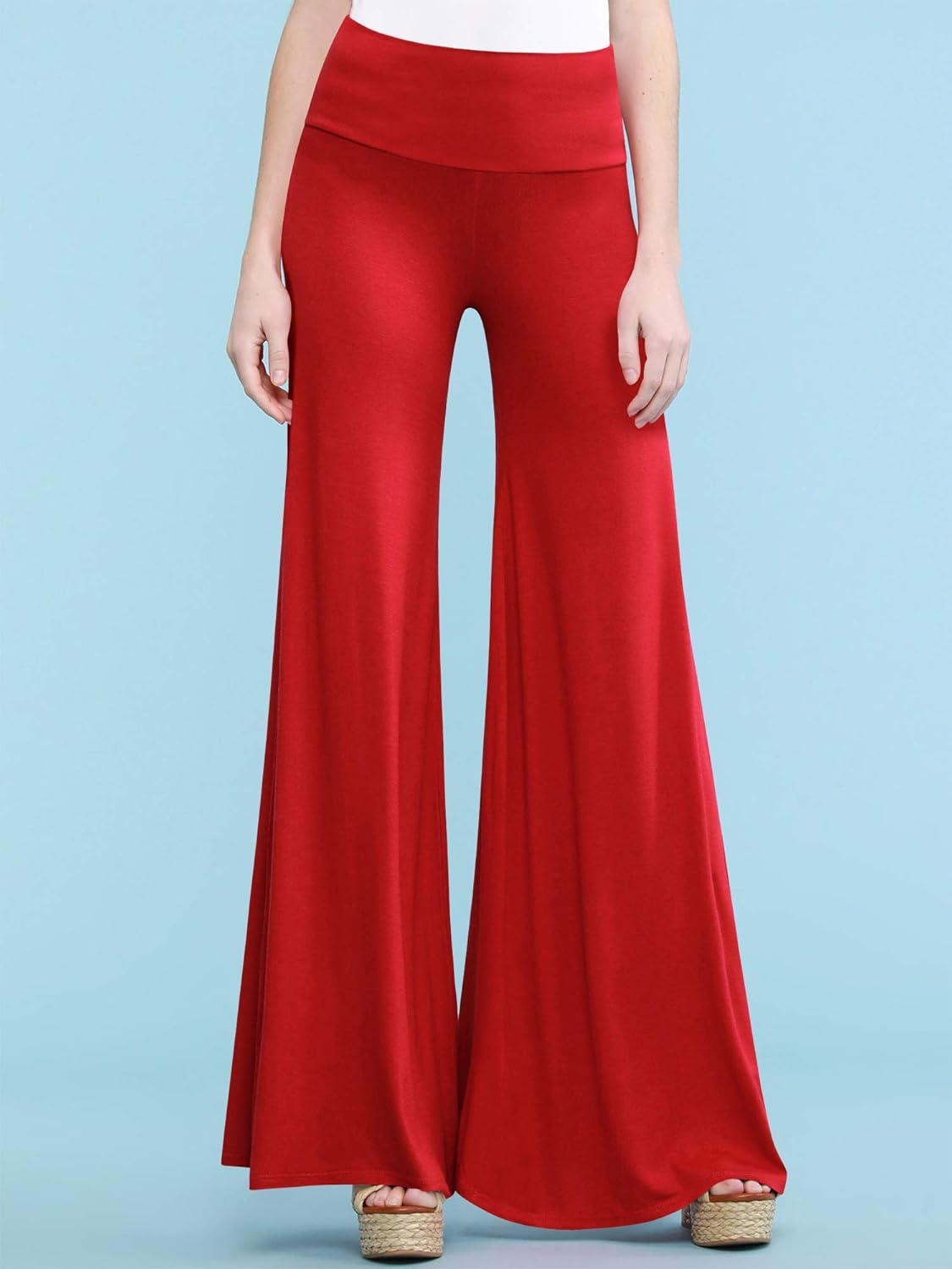 Made By Johnny MBJ Women's Casual Comfy Solid/Tie Dye Wide Leg Palazzo Lounge Pants (XS~5XL) - Image 2