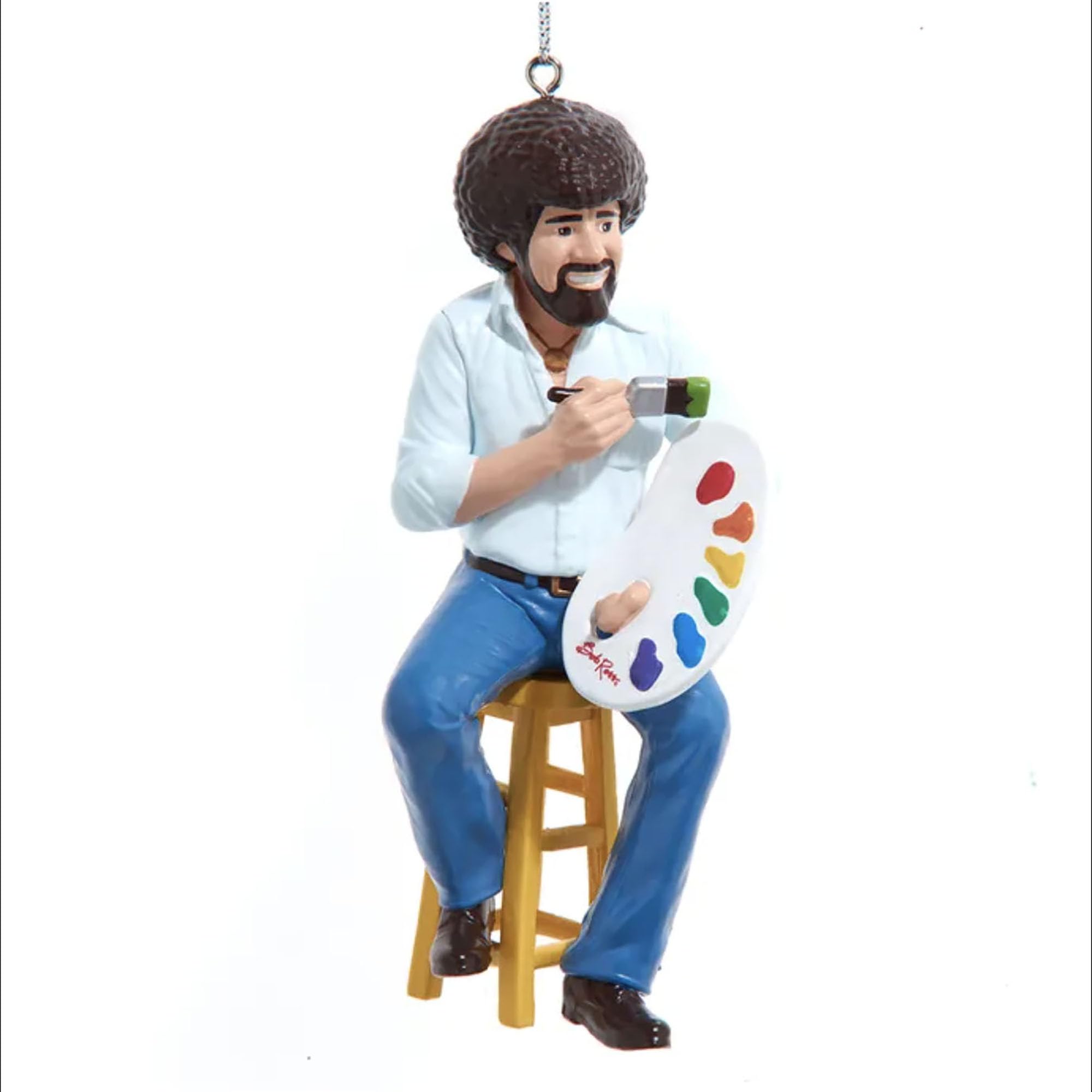 Kurt S. Adler Multi Color Kurt Adler 4 Inch Bob Ross On Stool Painting Ornament