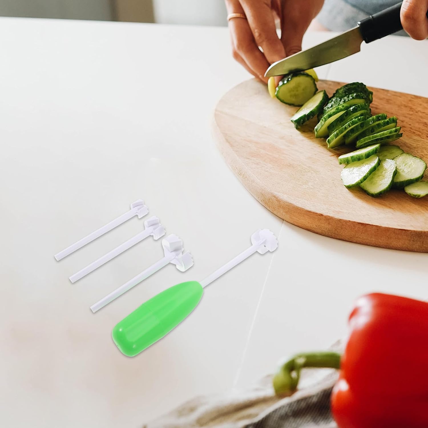 4pcs Multifunctional Fruit Core Remover Set, Kitchen Cherry Pitter and Vegetable Corer Tool, Food-grade Plastic, Convenient Fruit and Vegetable Seed Removal for Home Cooking