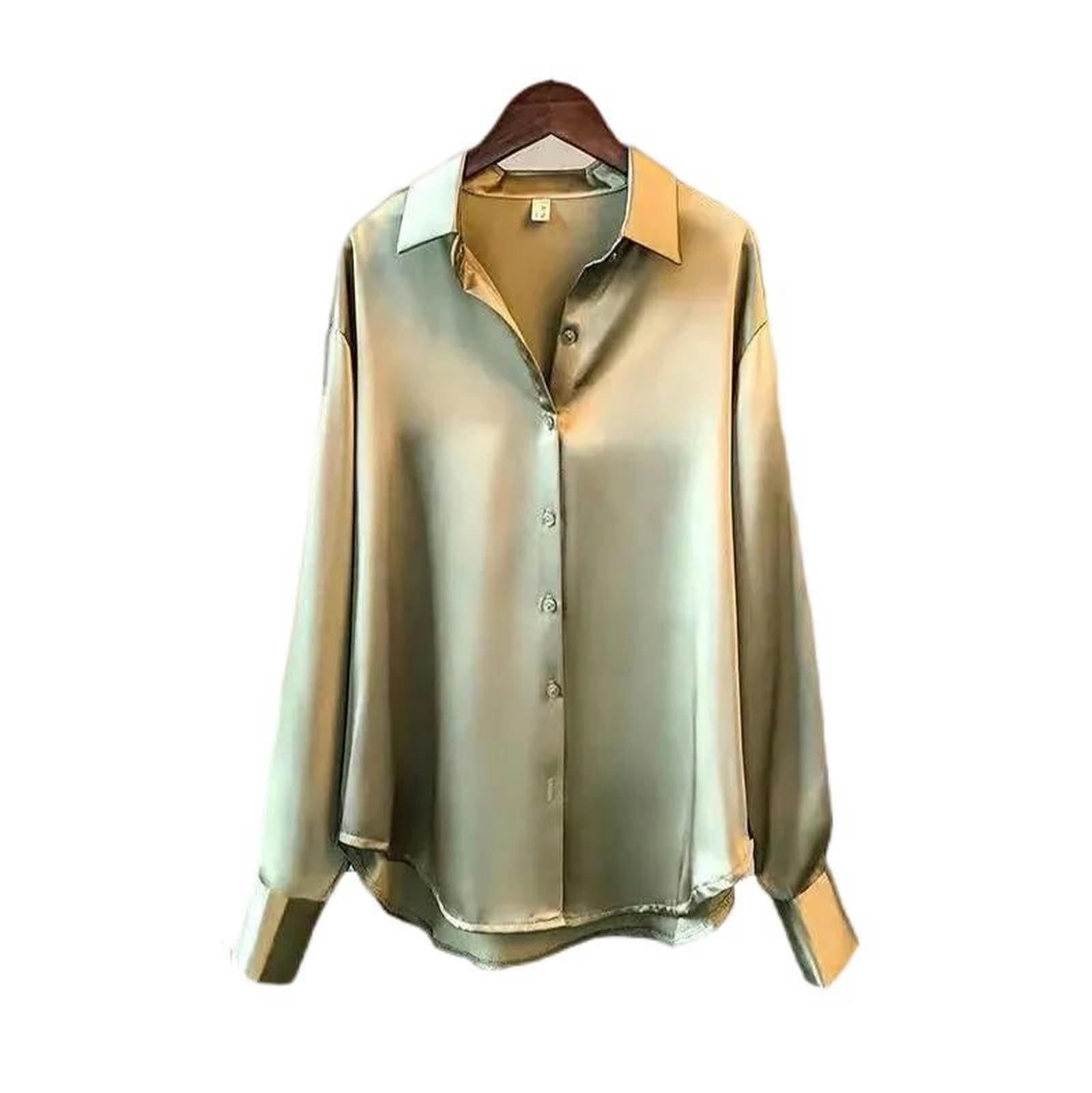 Camicie Bianche Larghe da Donna, Eleganti, a Maniche Lunghe, con Bottoni, con Colletto rovesciato, Eleganti Top da Donna-Nero-XXXL