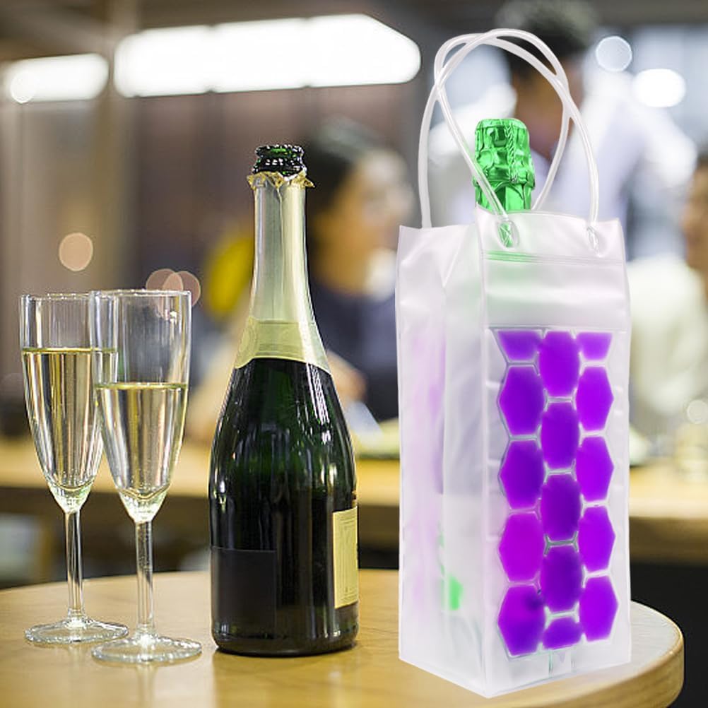 Wine Ice Bag, Wine Bottle Chiller, Wine Cooler Sleeve Transparent Champange Bottle Chill Cooling Ice Pack - Freezer Sleeve- Vodka- Tequila Chiller- Cooler- Carrier, 3 Pack (Purple) — Amazon image 2
