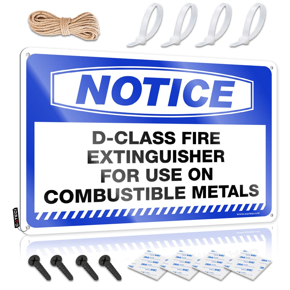 BRUNTELO Bar Signs For Home Decor Notice D-Class Fire Extinguisher For Use On Combustible Metals Tin Sign Signs For Garage Bar Decor For Home