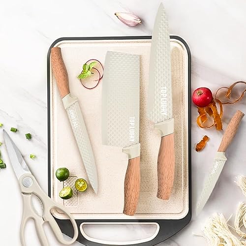 Miniatura 6 de Juego de cuchillos de cocina, juego de cuchillos profesionales de acero inoxidable para cocina con bloque universal de cuchillos, afilados,