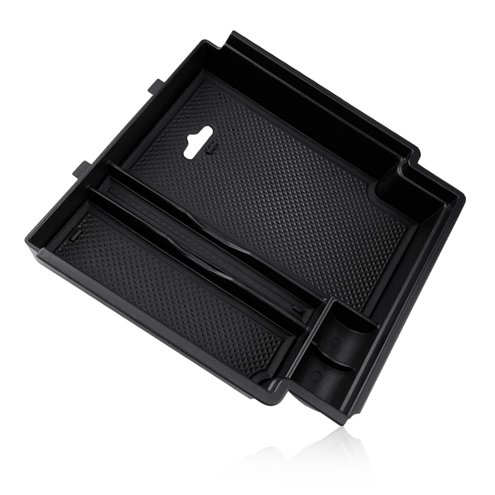 Diyucar, Organizer per console centrale in ABS, con vano porta oggetti e vassoio organizer, per auto, colore nero (console centrale