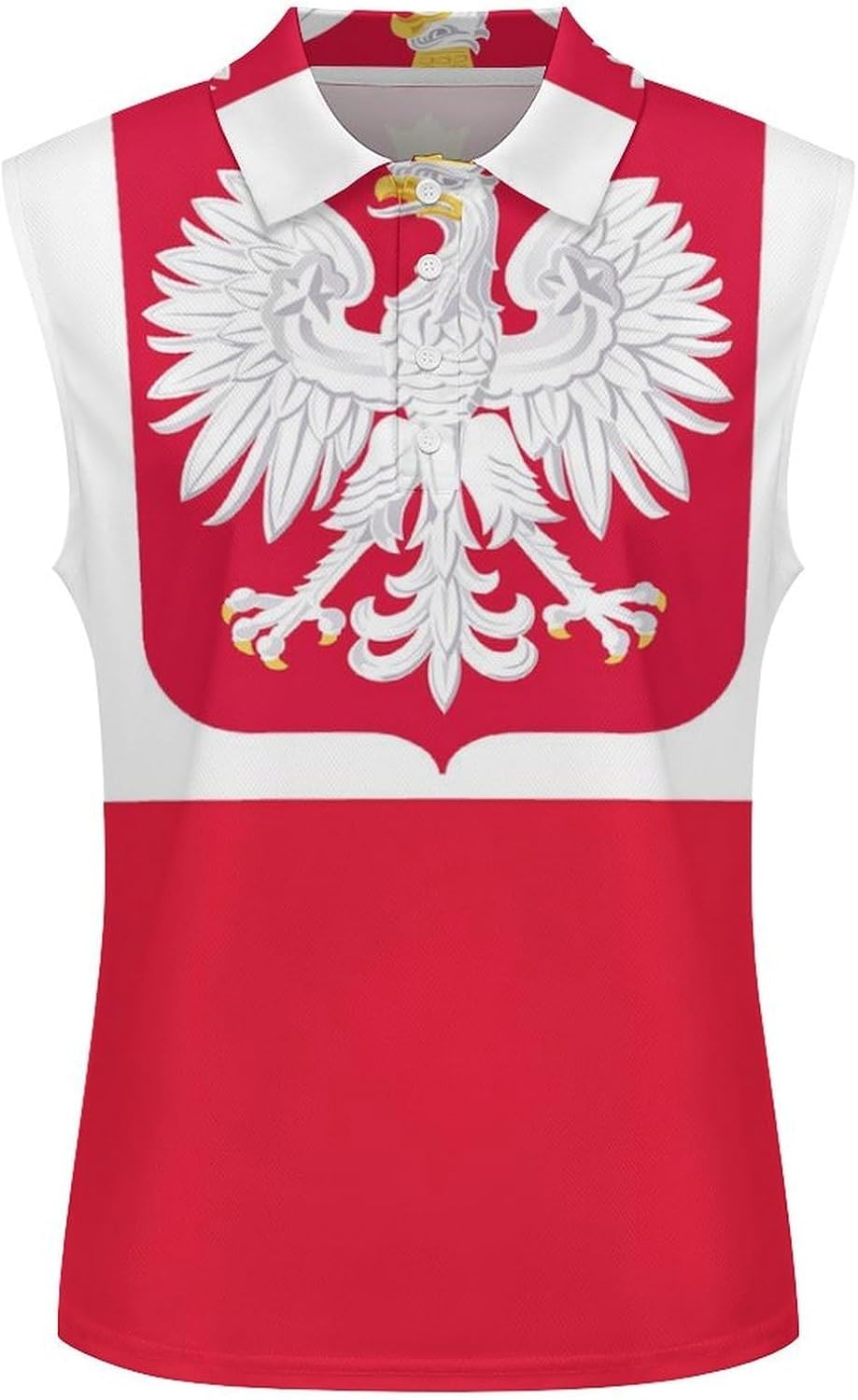 Poland with Eagle Flag Womens Golf Shirts Sleeveless Polo Shirts Collared Tank Tops