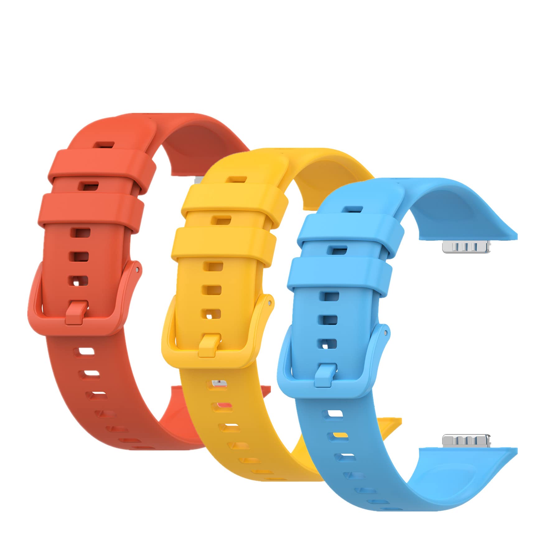 Muovrto Replacement Strap for Huawei Watch Fit 2,Silicone Watch Strap Sport Band for Huawei Watch Fit 2 Active/Classic/Elegant (Tangerine+Yellow+Blue)