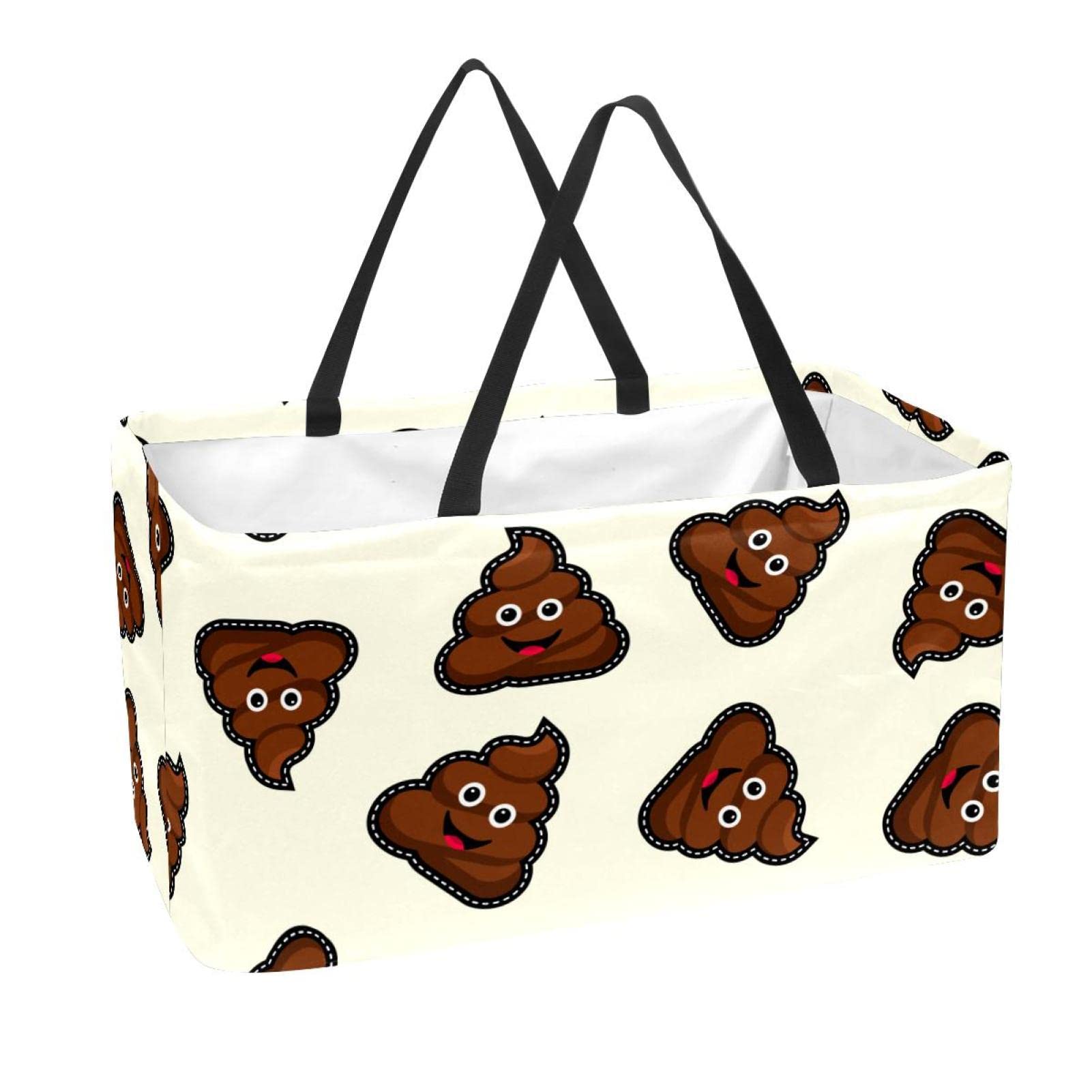Multicolour Large Collapsible Utility Tote,Reusable Grocery Shopping Bag Poo Poop