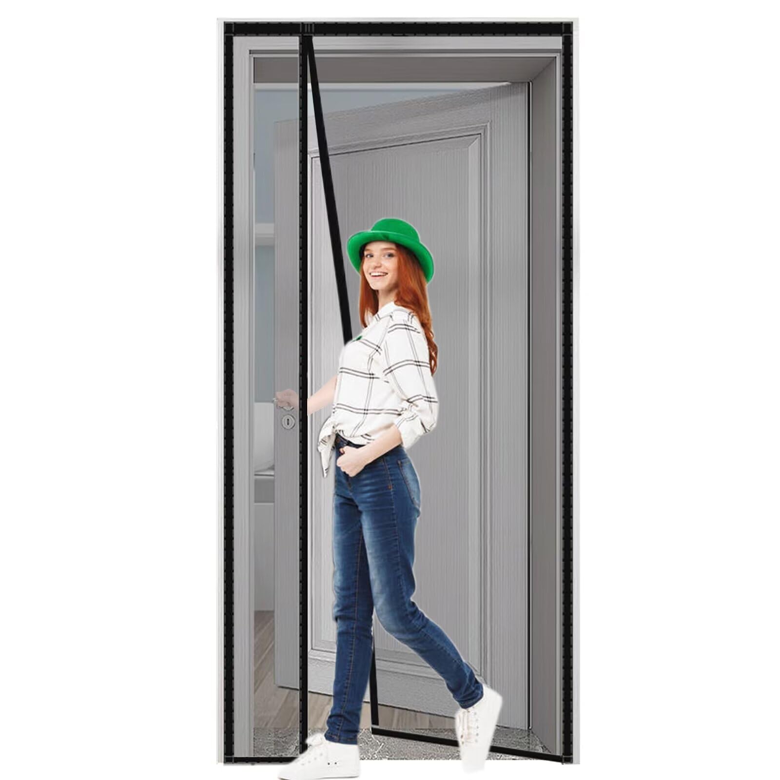 Moustiquaire porte fenetre coulissante aimantée noire 90x215cm