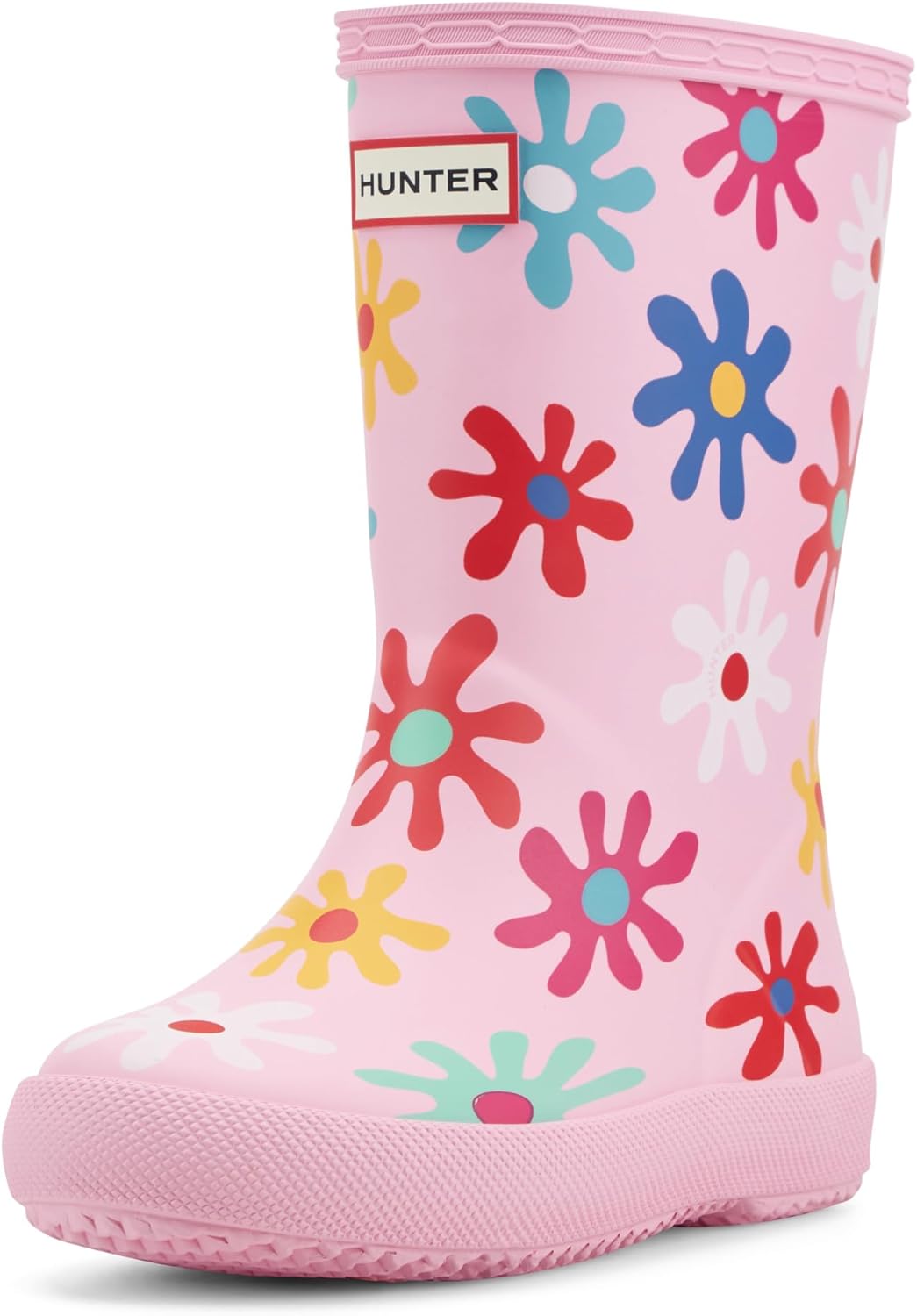 Hunter Kids First Classic Rain Boots, Medium Pink Floral Multi Print, 11 Little Kid