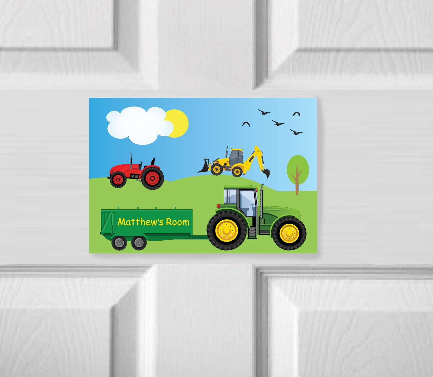 Personalised Tractor Door Sign Children's Room Bedroom Kids