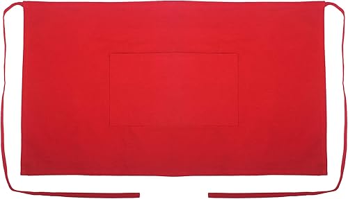 Miniatura 7 de UBICON Delantal de cintura, duradero, 100% algodón, con bolsillos grandes, alzapaños largos para el hogar, cocina, jardín, restaurante