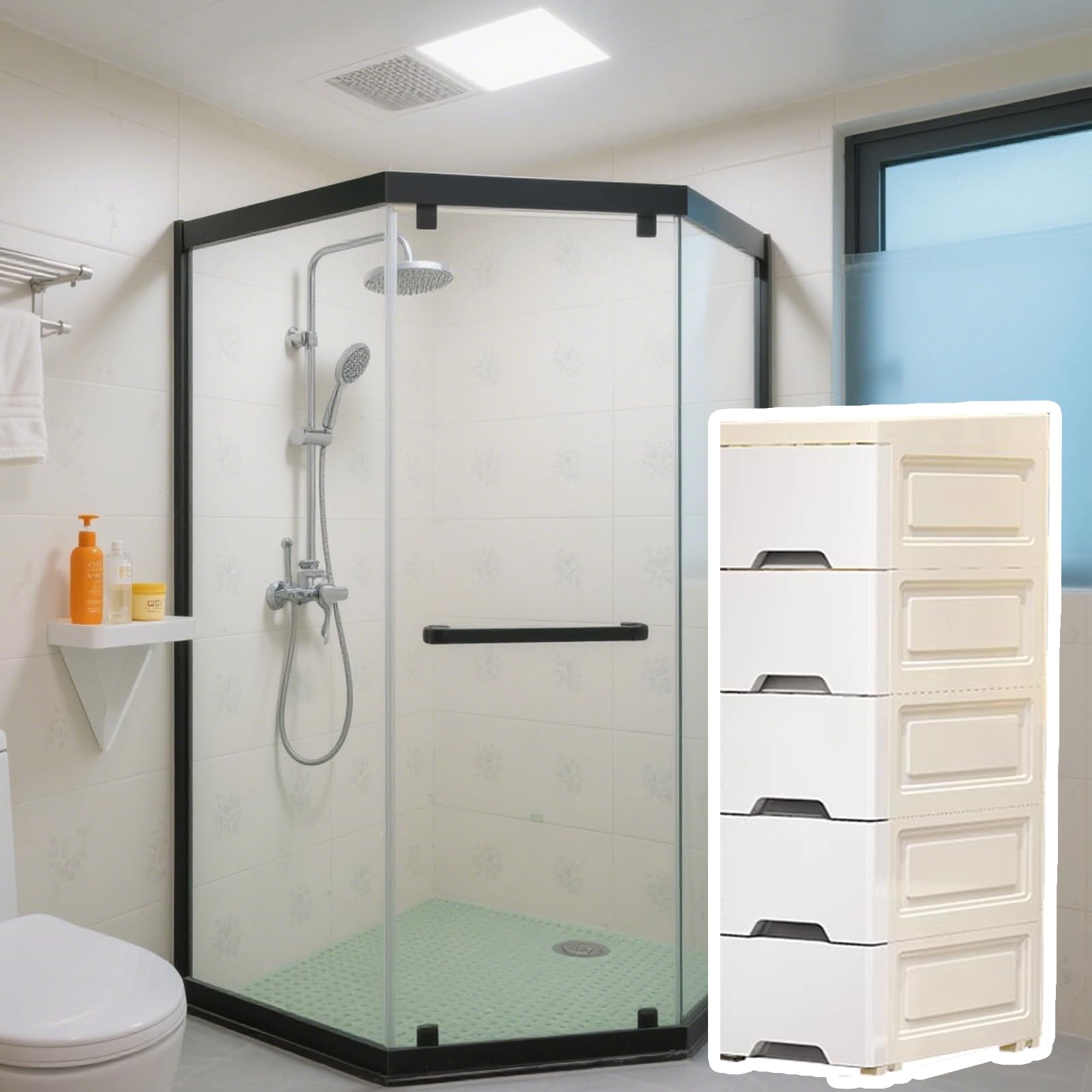 Aufbewahrungsschrank für kleine Räume, schmal, für Küche mit Rollen | Organizer-Turm mit 5 Schubladen, für Badezimmer, Schlafzimmer und Wohnzimmer